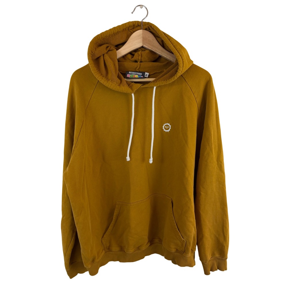 Big Bud Press Sweats Hoodie Unisex Large Mustard Yellow Sun Logo